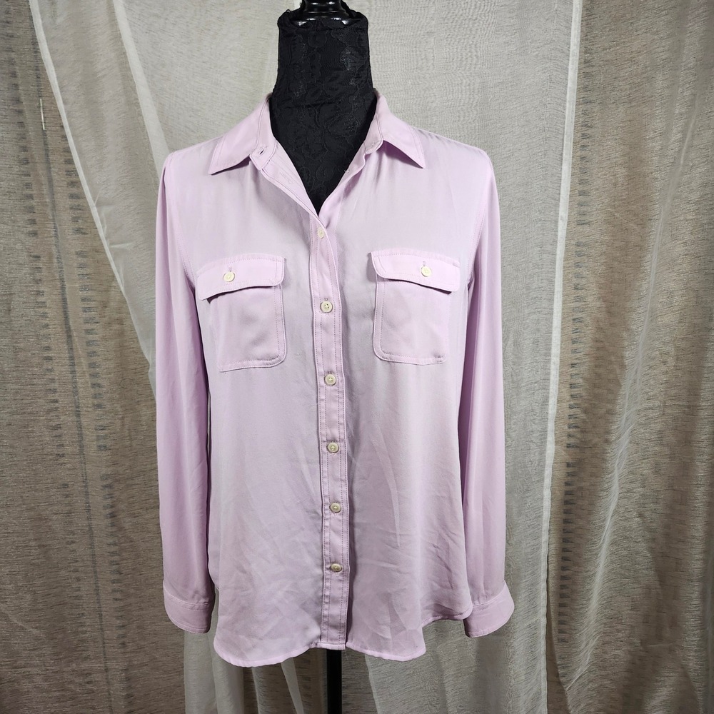 Ann Taylor LOFT Lavender Purple Career Blouse Long Sleeve Button Up Top S‎